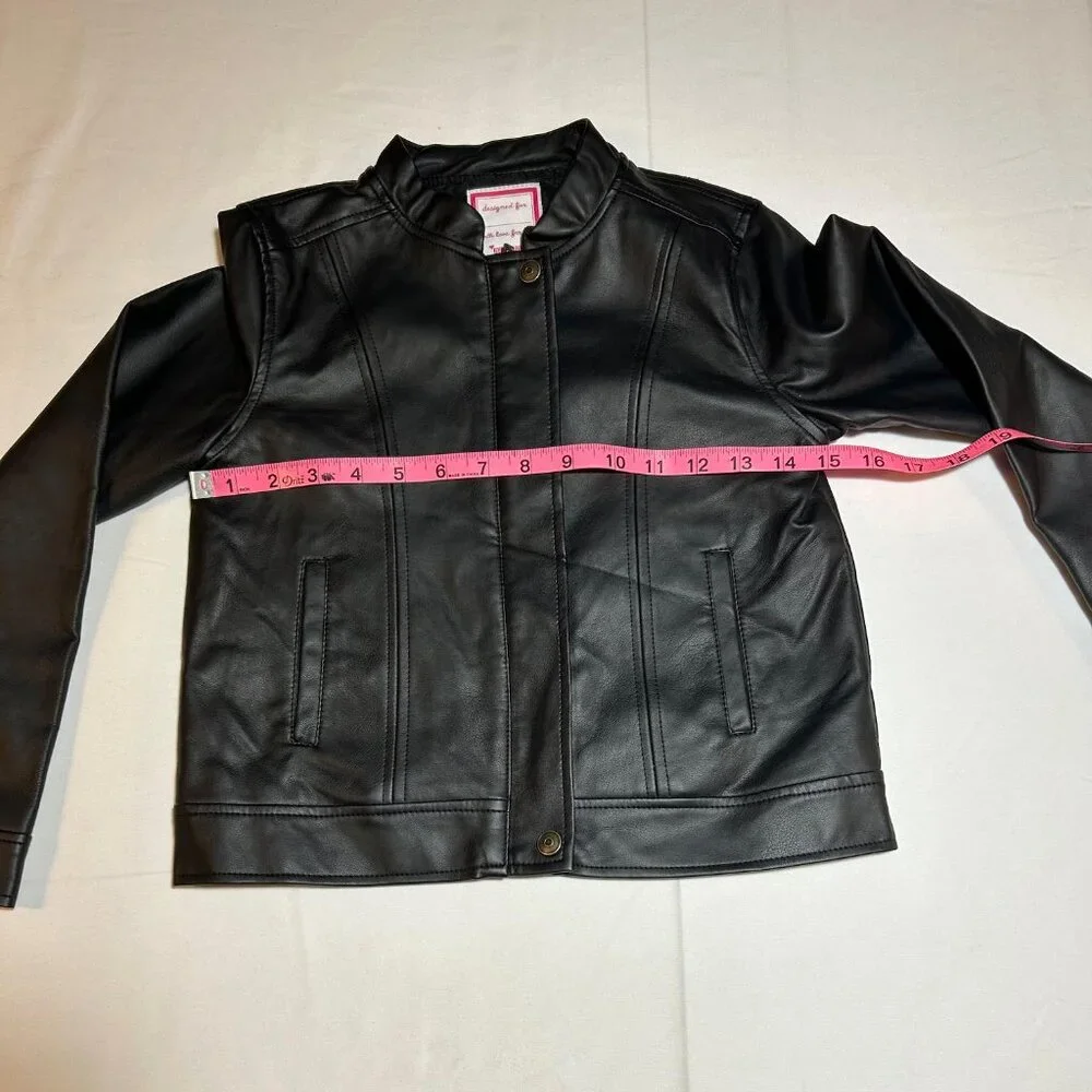 Gymbore Girls Medium 7/8 Black City Kitty Faux Leather Jacket
